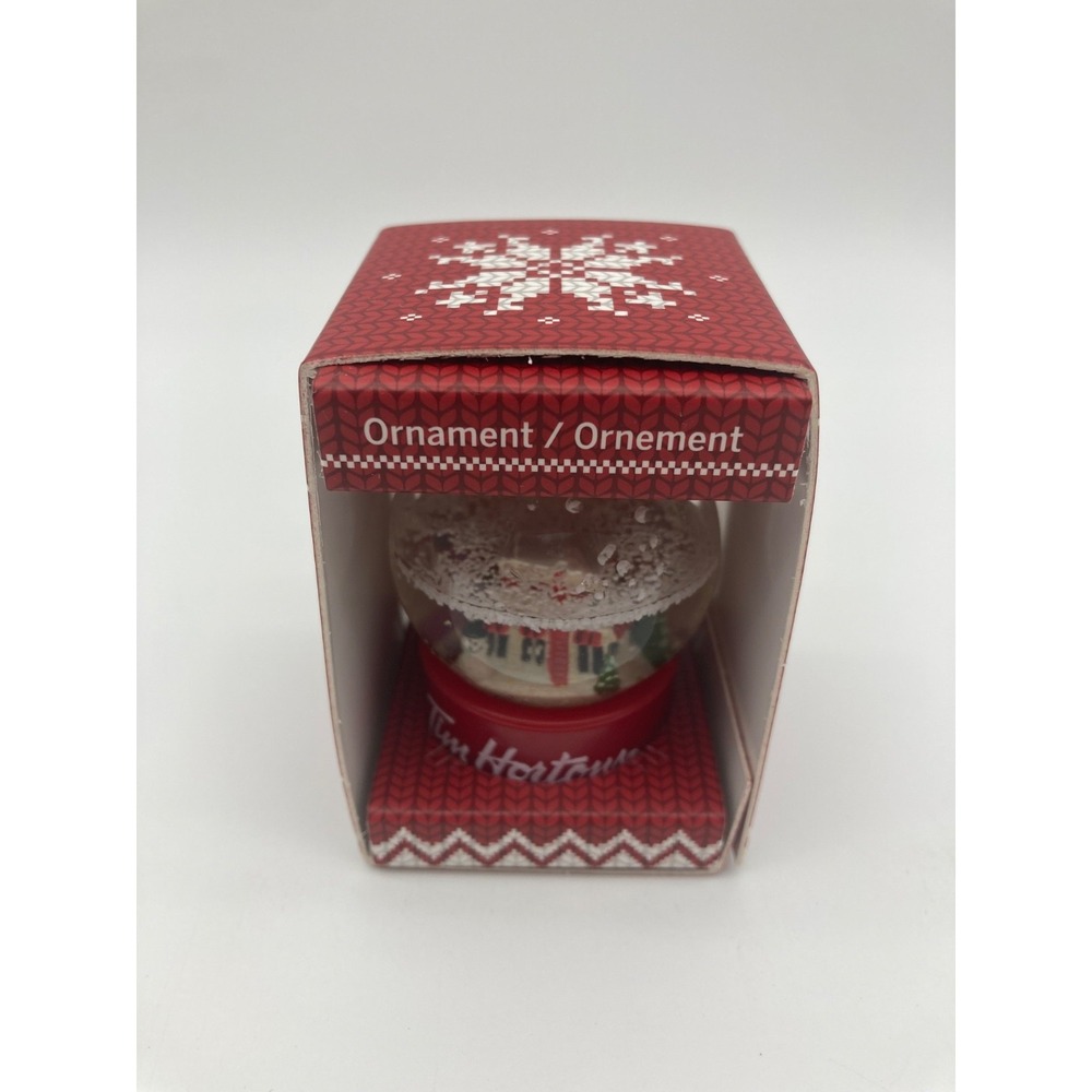 Tim Hortons 2015 Christmas Snow Globe Ornament Mini Restaurant Holiday with Box